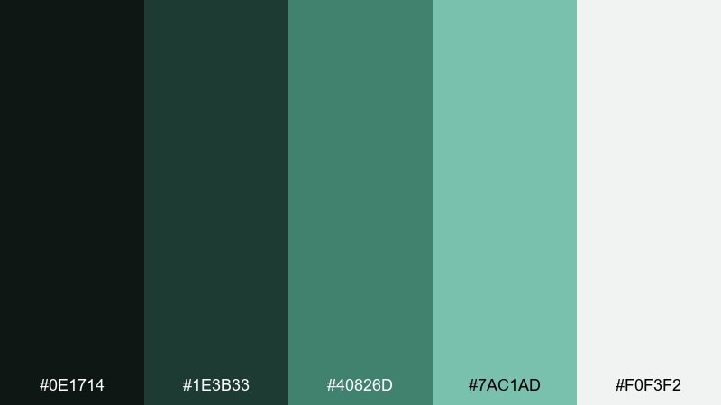 midnight conservatory viridian color palette with hex codes