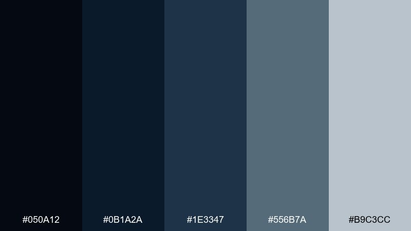 midnight downpour thunderstorm color palette with hex codes