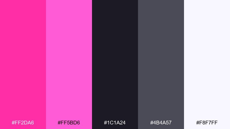 midnight flamingo shocking pink color palette with hex codes