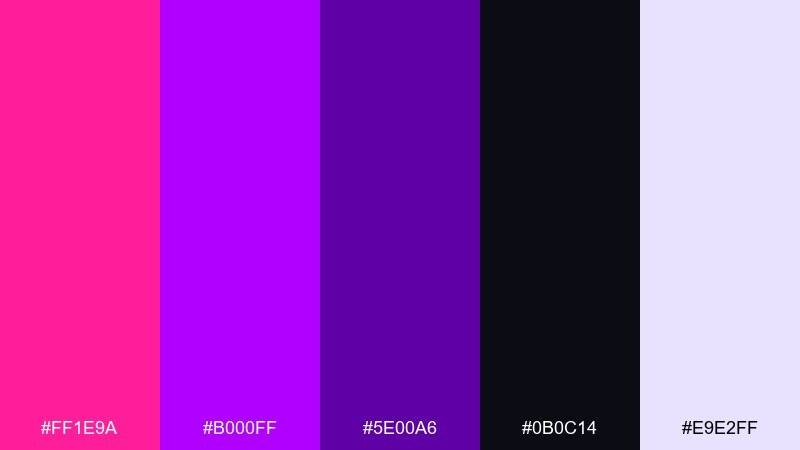 midnight fuchsia glow color palette with hex codes