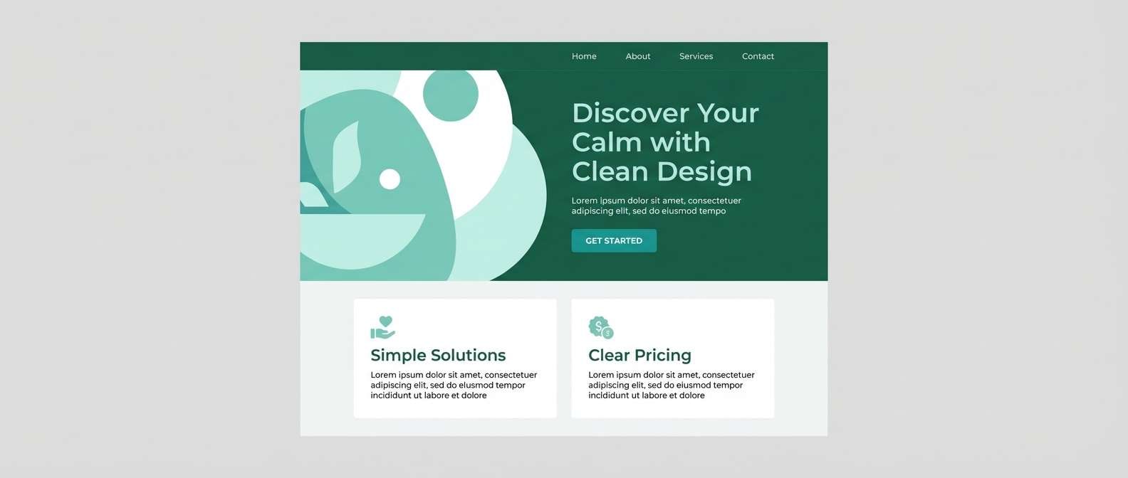 serene website landing page