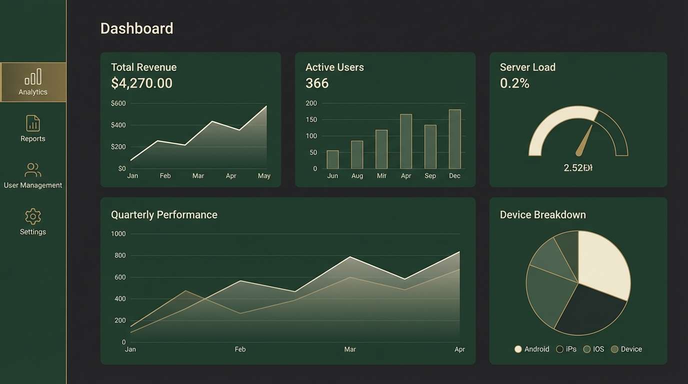 dark dashboard ui layout