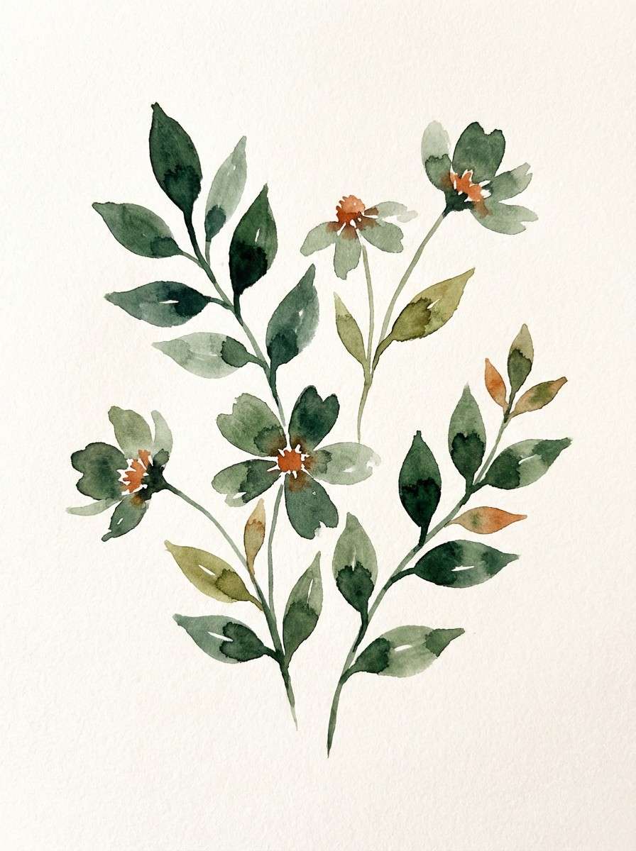watercolor leafy illustration
