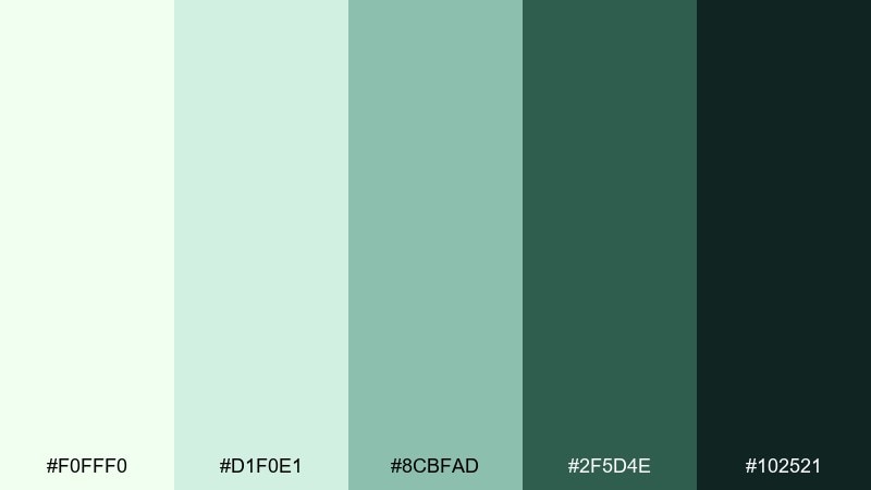 midnight greenhouse honeydew color palette with hex codes