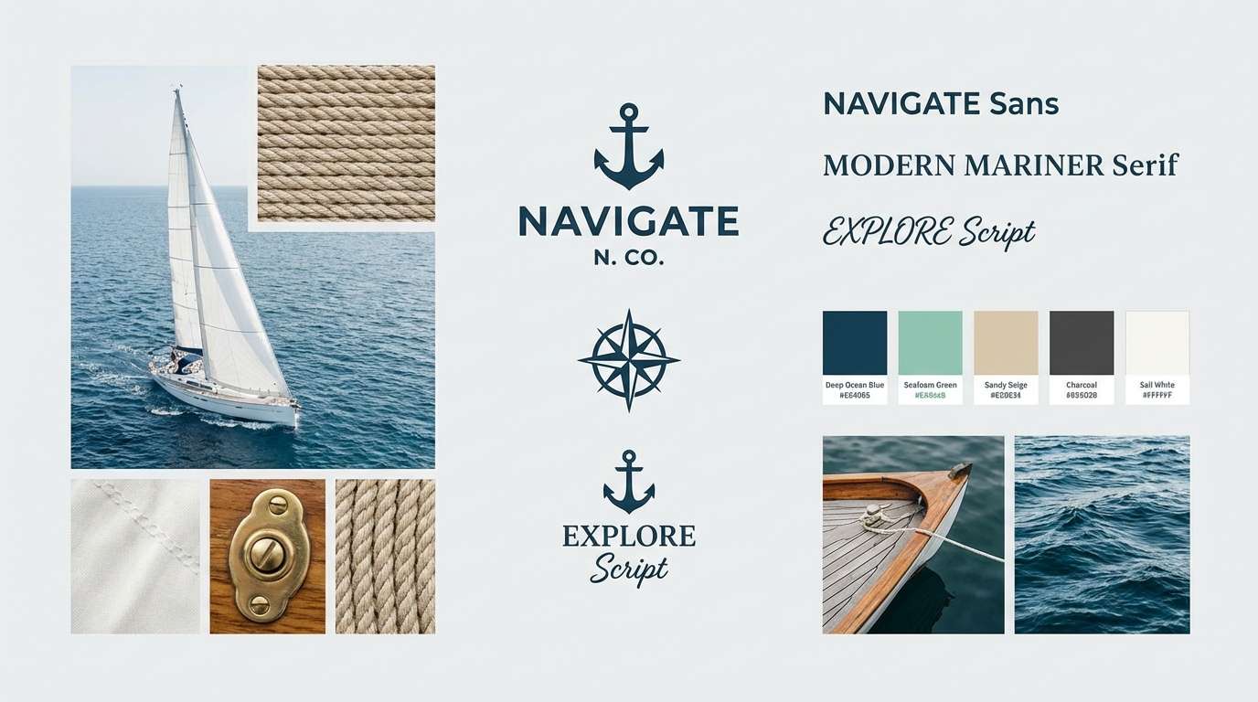 navy brand moodboard layout