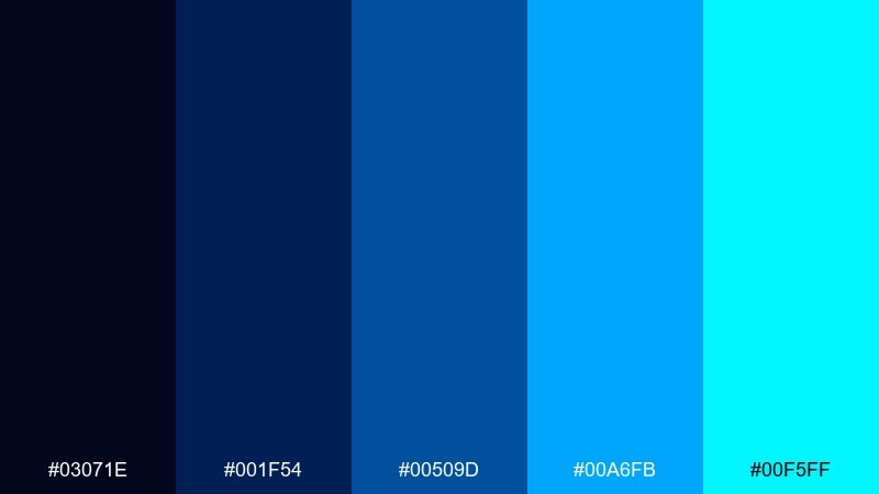 midnight lagoon blue cyan color palette with hex codes