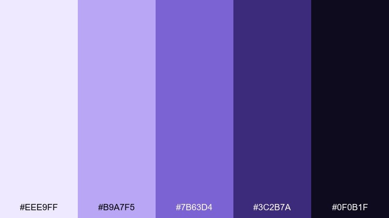 midnight lavender color palette with hex codes