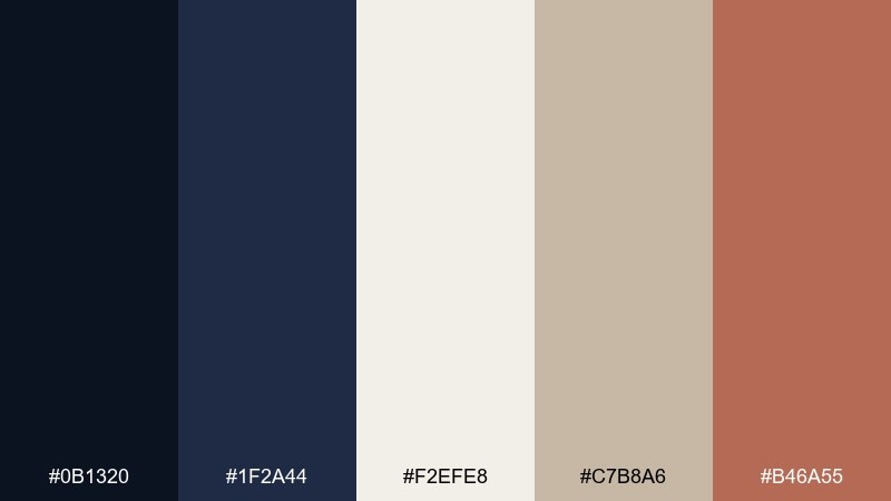 midnight linen portfolio color palette with hex codes