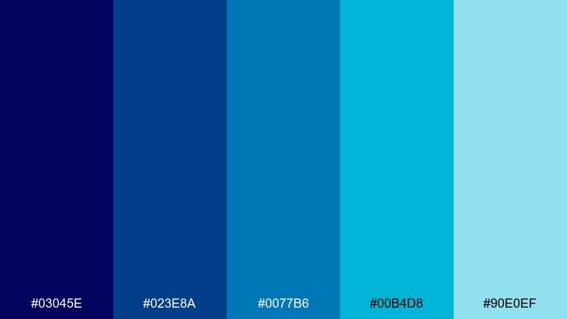 midnight marina sea color palette with hex codes
