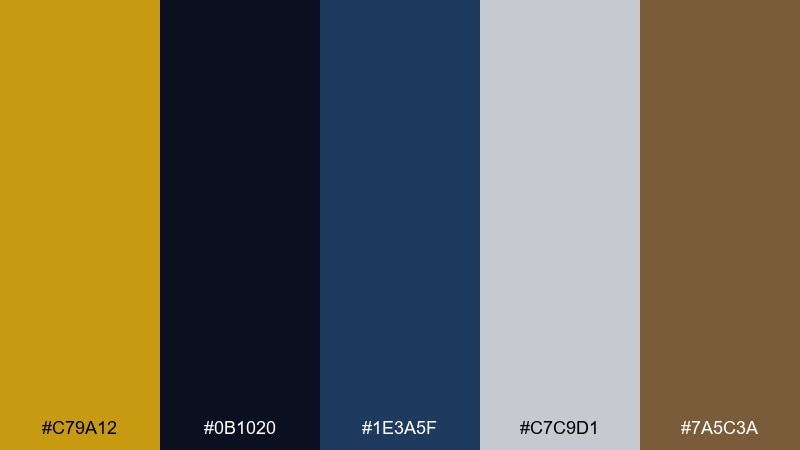 midnight mustard color palette with hex codes