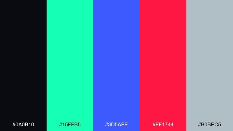 midnight neon gaming color palette with hex codes