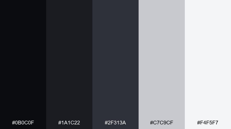 midnight onyx color palette with hex codes