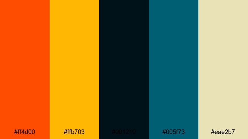 midnight orange glow color palette with hex codes