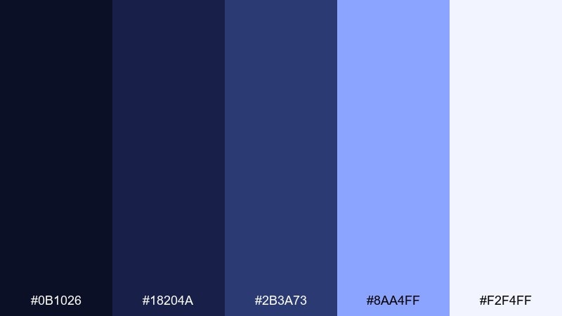 midnight orbit space color palette with hex codes