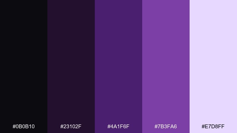 midnight orchid color palette with hex codes