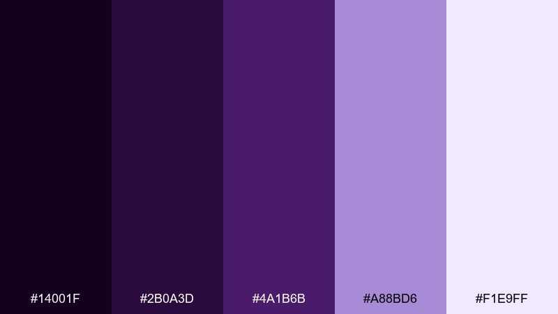midnight orchid dark violet color palette with hex codes