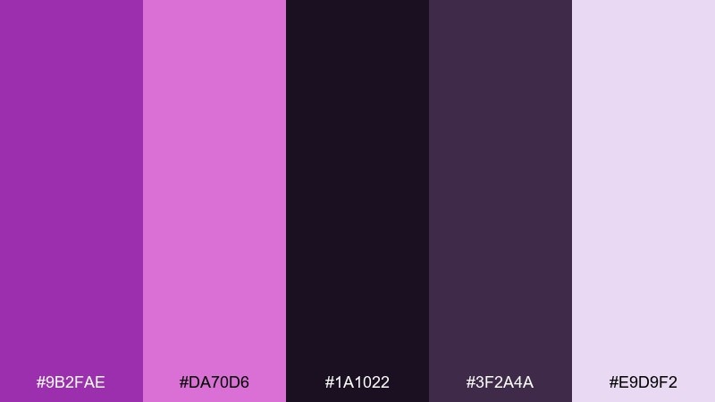 midnight orchid orchid color palette with hex codes