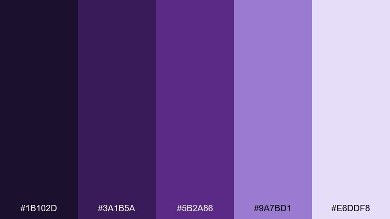 midnight orchid violet color palette with hex codes