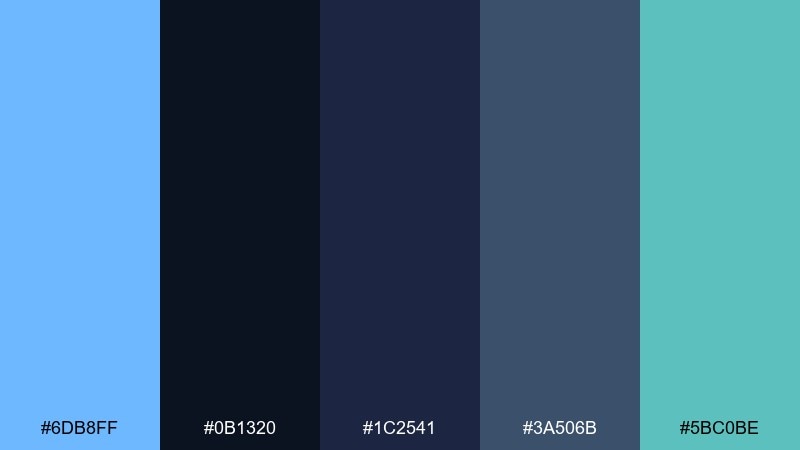 midnight pier color palette with hex codes