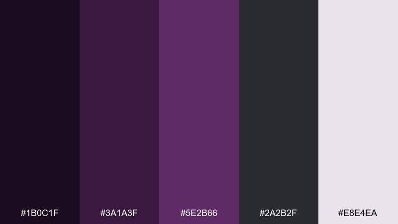 midnight plum charcoal purple plum color palette with hex codes