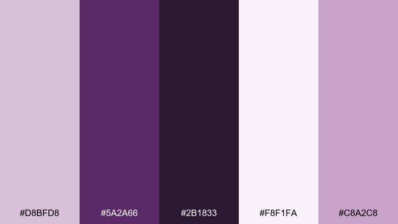 midnight plum contrast thistle color palette with hex codes