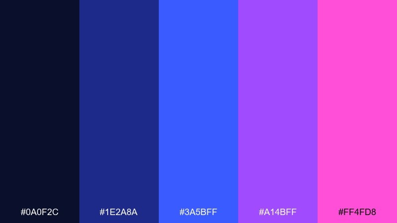 midnight razz depth blue raspberry color palette with hex codes