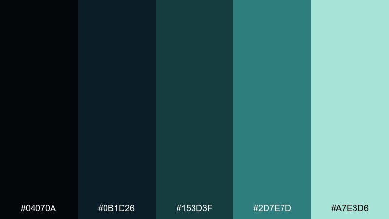 midnight reef sea monster color palette with hex codes