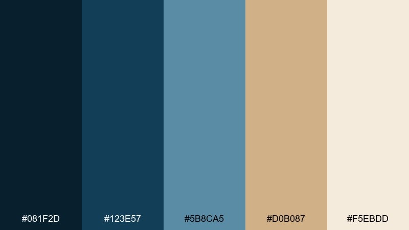 midnight sandbar color palette with hex codes