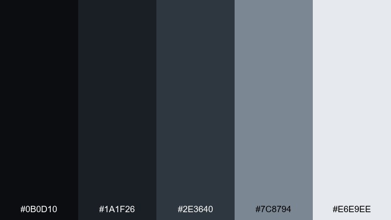 midnight slate color palette with hex codes