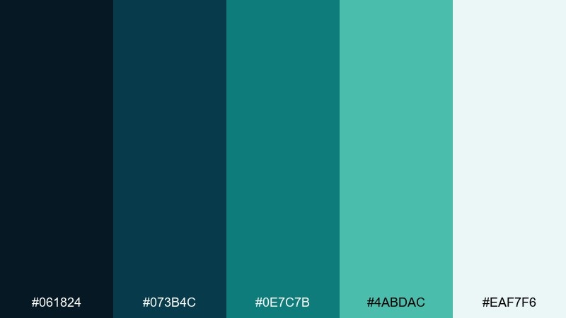 midnight spa color palette with hex codes