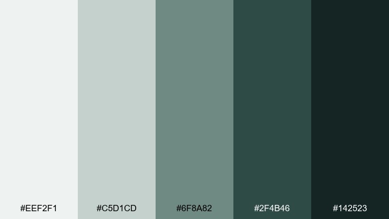 midnight spruce scandinavian color palette with hex codes