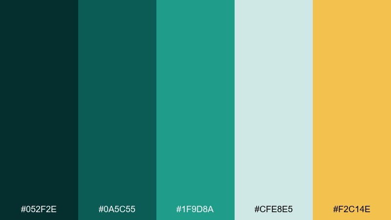 midnight spruce color palette with hex codes