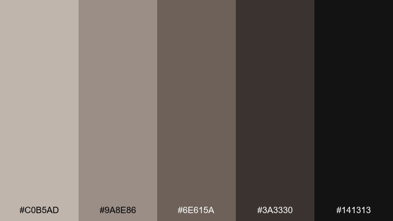 midnight taupe glam color palette with hex codes