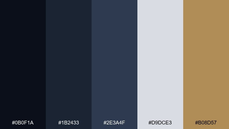 midnight tuxedo formal color palette with hex codes