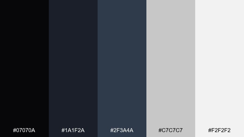 midnight tuxedo great gatsby color palette with hex codes