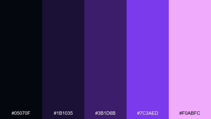 midnight velvet gradient color palette with hex codes
