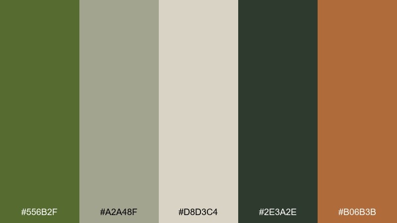 military modern olive color palette with hex codes