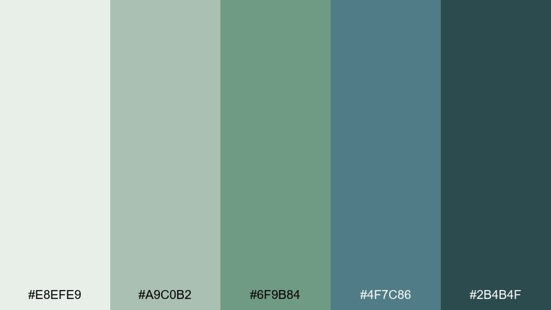 mineral meadow gray green blue color palette with hex codes