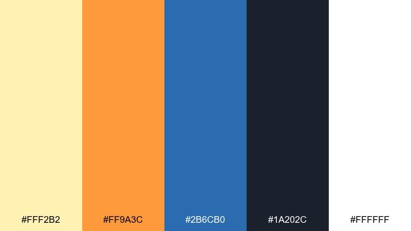 minimal accent trio yellow orange blue color palette with hex codes
