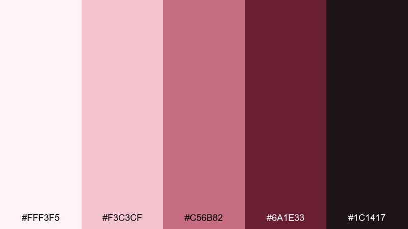 minimal blush and burgundy pink maroon color palette with hex codes
