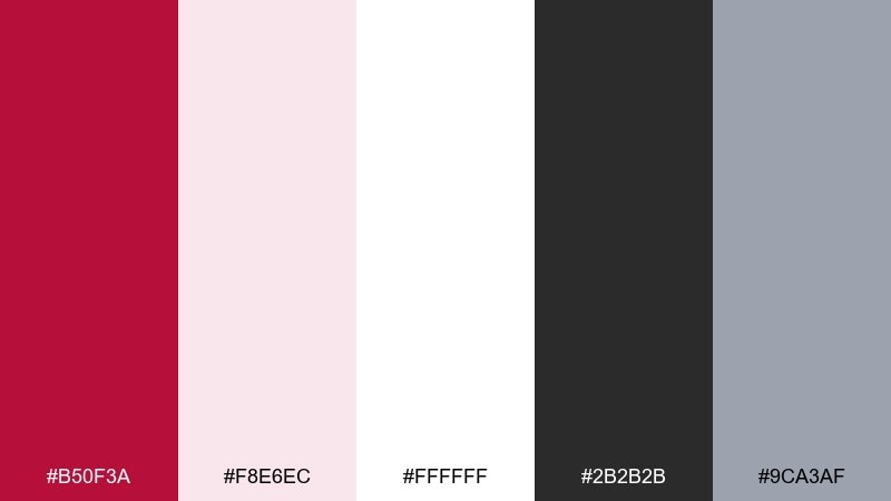 minimal blush contrast crimson color palette with hex codes