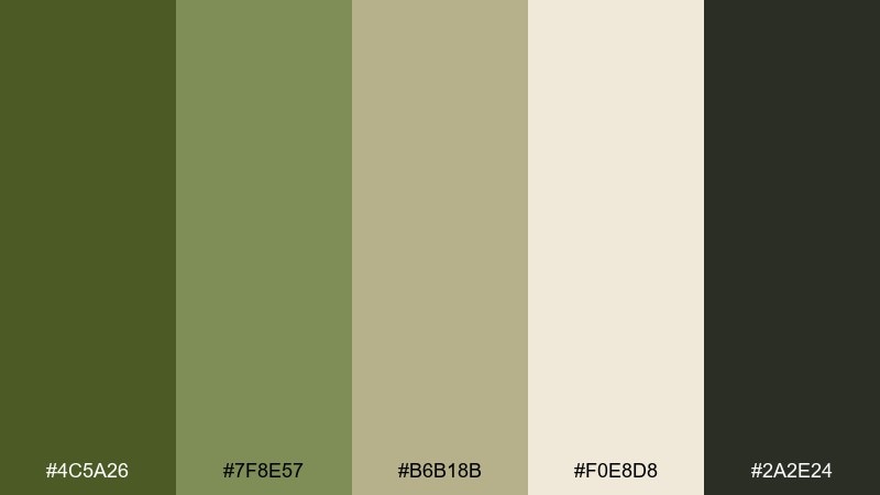 minimal camp green khaki color palette with hex codes