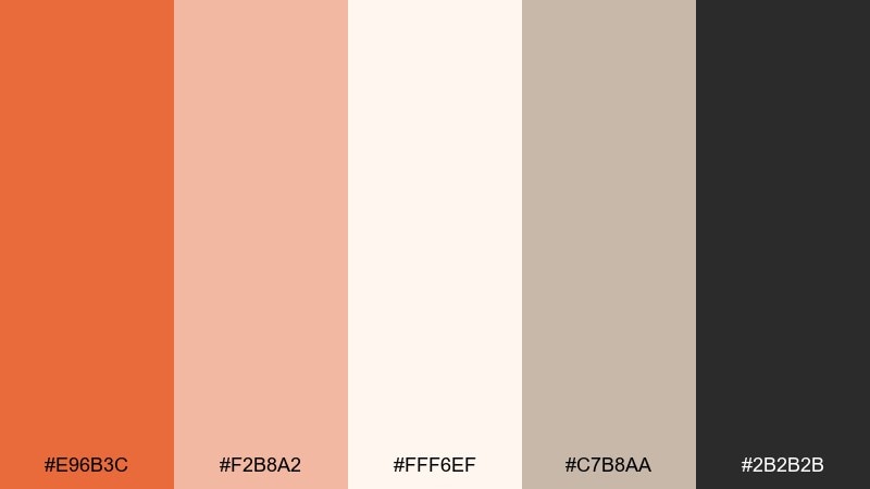 minimal clay and cream sunset orange color palette with hex codes