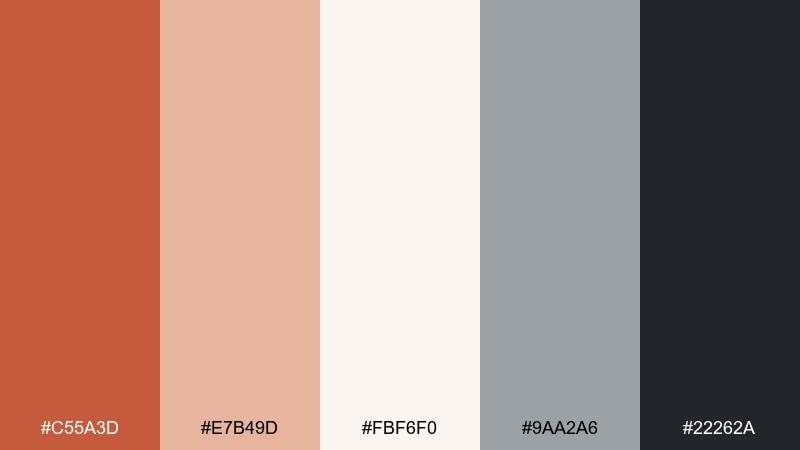 minimal clay ui terra cotta color palette with hex codes