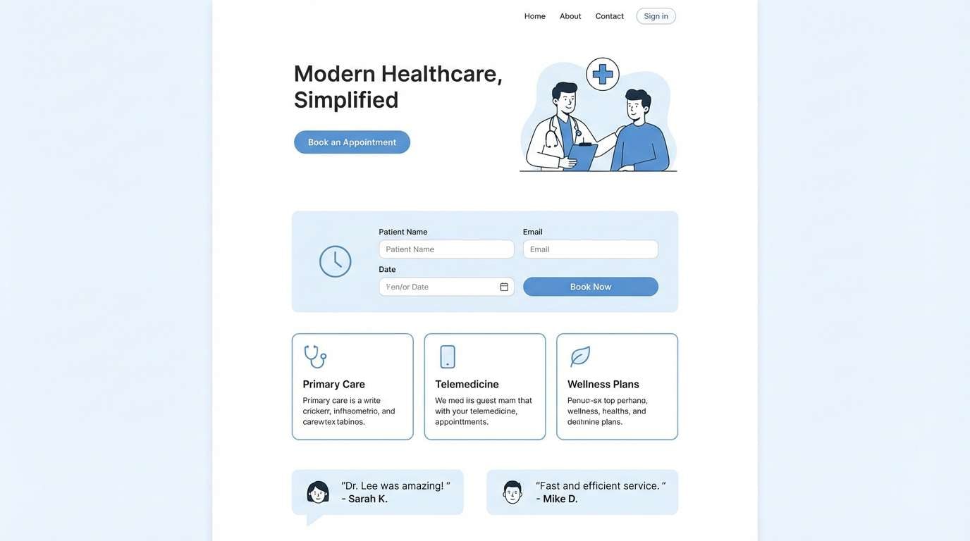 healthcare website ui in blue