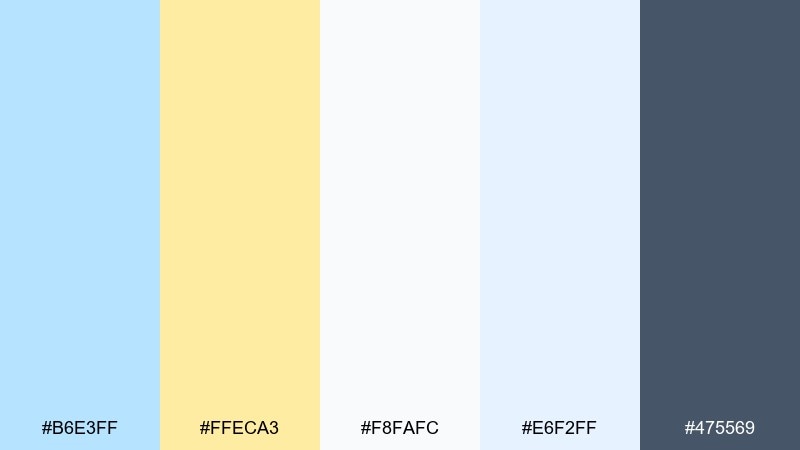 minimal ecommerce hero pastel blue yellow color palette with hex codes