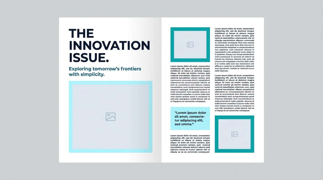 minimal editorial spread layout