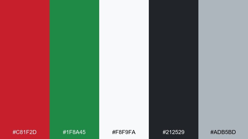 minimal festive color palette with hex codes