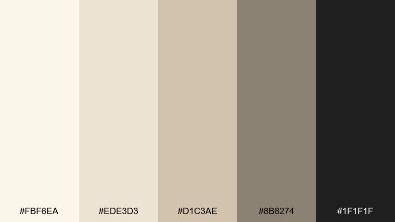 minimal gallery cream ivory color palette with hex codes