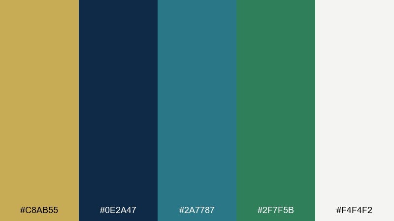 minimal gallery poster gold blue green color palette with hex codes